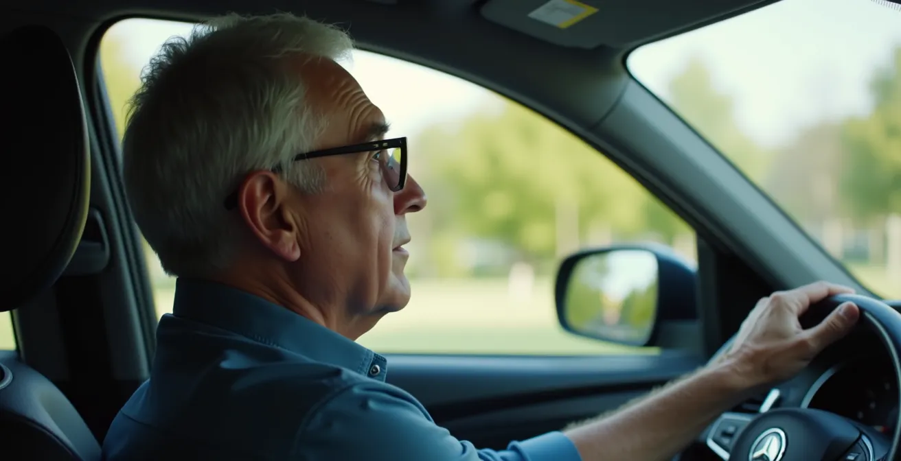Conducteur avec vision monoculaire adaptant sa position de tête pour compenser l'angle mort