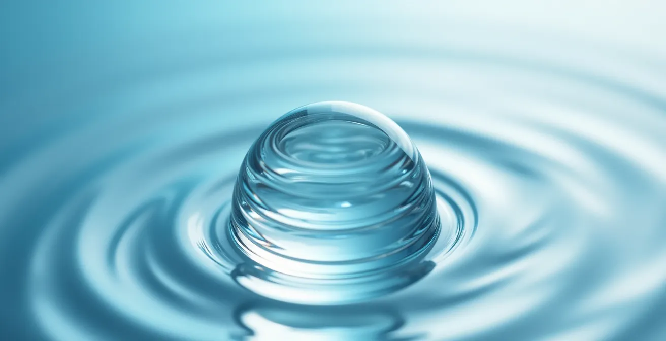 Vue macro d'une surface courbe évoquant la forme asymétrique de la cornée astigmate