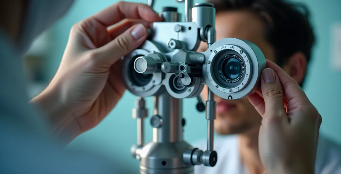 Orthoptiste réalisant un examen visuel avec équipement de télémédecine