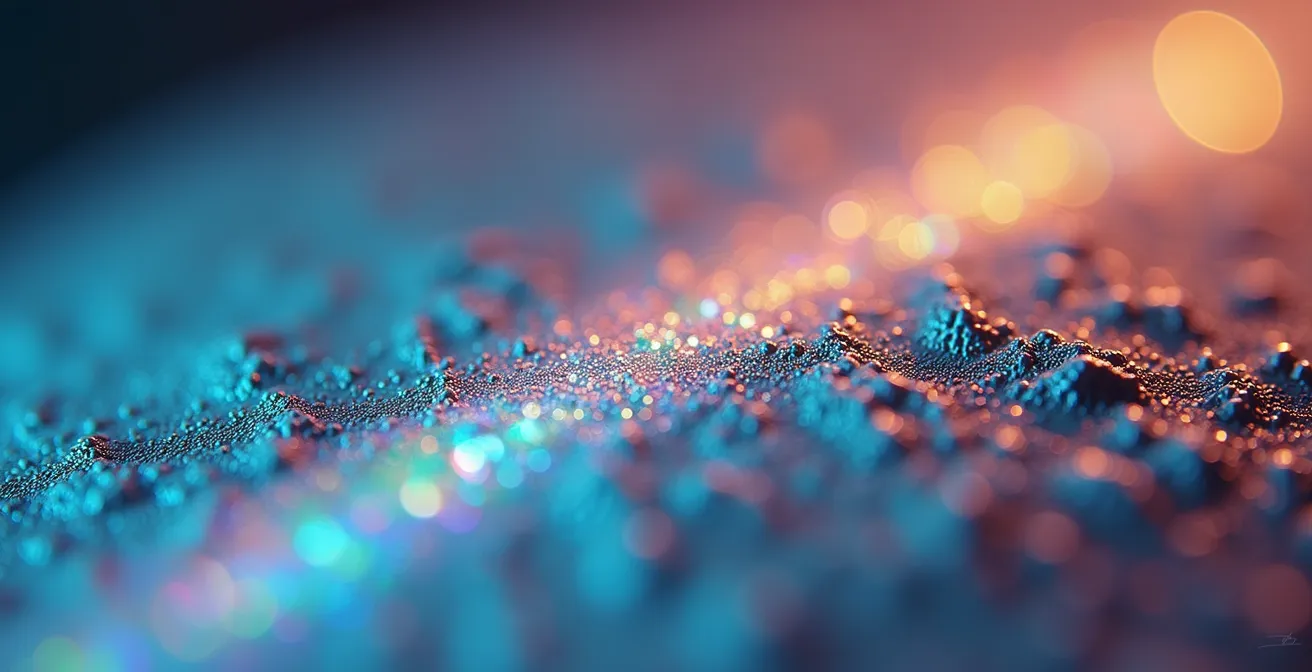 Vue macro détaillée du couloir de vision d'un verre progressif