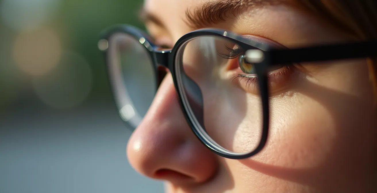 Vue de profil montrant l'équilibrage optimal d'une monture sur le nez