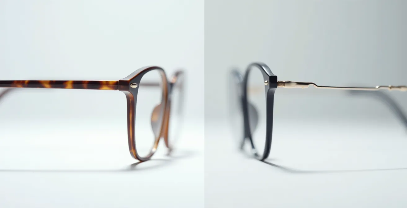 Comparaison visuelle de montures épaisses et fines avec verres correcteurs