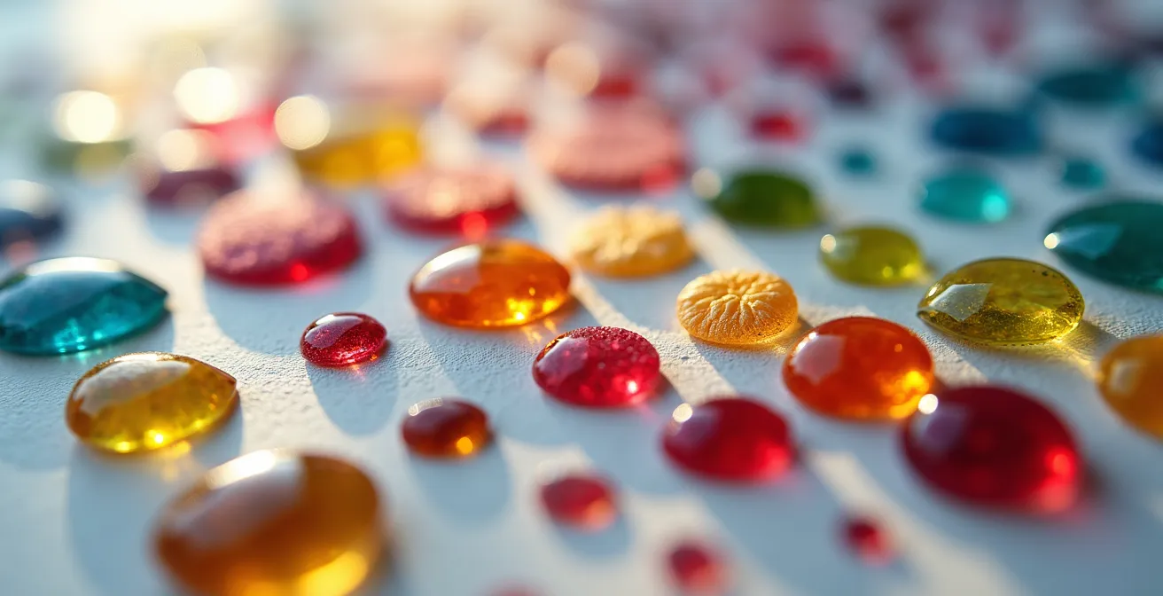 Gros plan sur un test de perception des couleurs affiché sur différents supports numériques