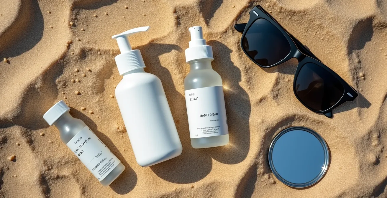 Kit d'urgence pour porteur de lentilles avec sérum physiologique et accessoires