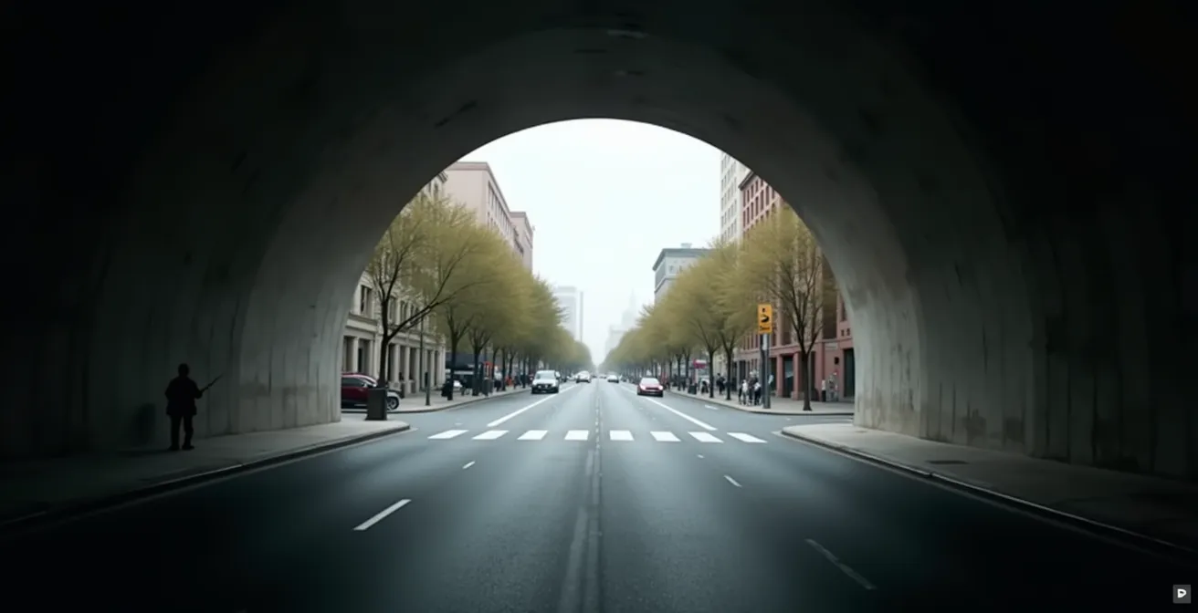 Simulation de la vision en tunnel causée par le glaucome montrant un champ visuel rétréci